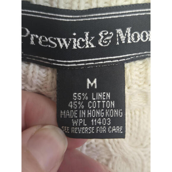 Preswick & Moore Women's Medium Cream Cable Knit Sweater - Picture 3 of 5